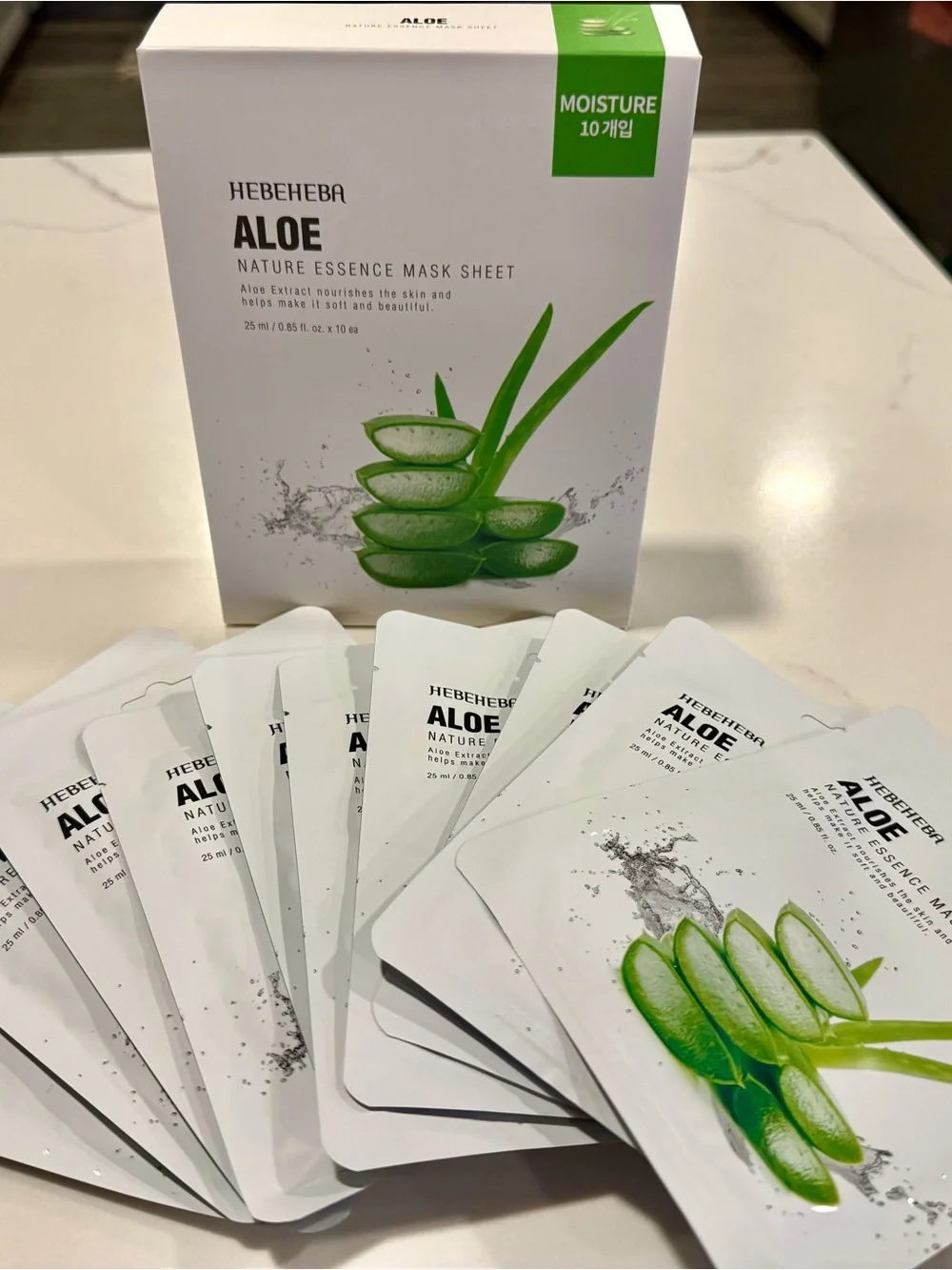 HEBEHEBA Aloe Moisture Korean Face Mask Sheet 10 Pack K-Beauty